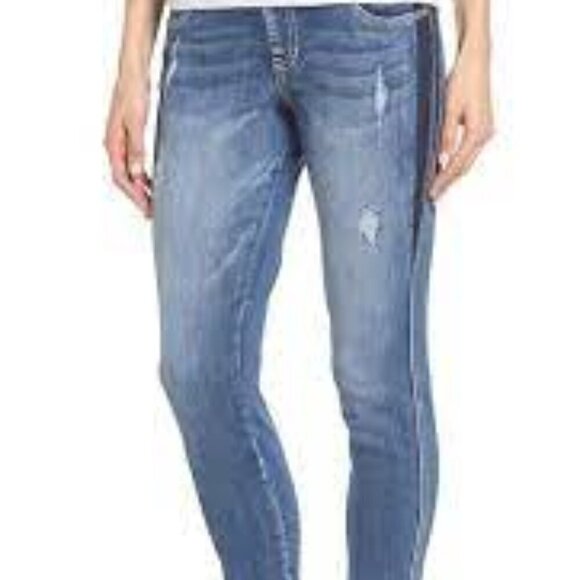Jag Jeans High Rise Skinny Distressed Pull-On Jeans Dark Wash Blue Women's SZ 6 - Picture 2 of 16